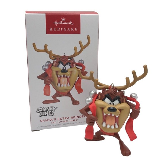 2022 Hallmark Looney Tunes Taz Santa's Extra Reindeer Keepsake Ornament w/ Box - Picture 1 of 8